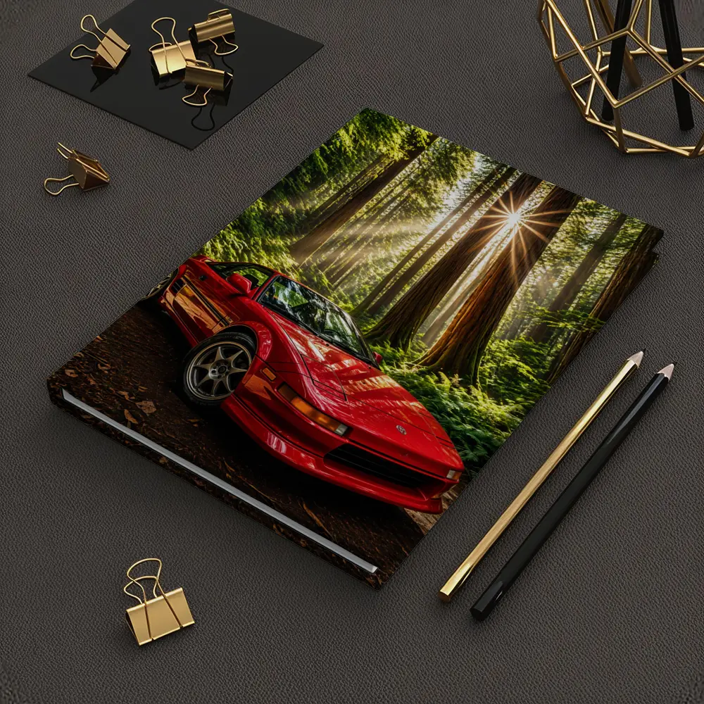 Toyota MR2 Parked in Sunlit Forest – Notebooks