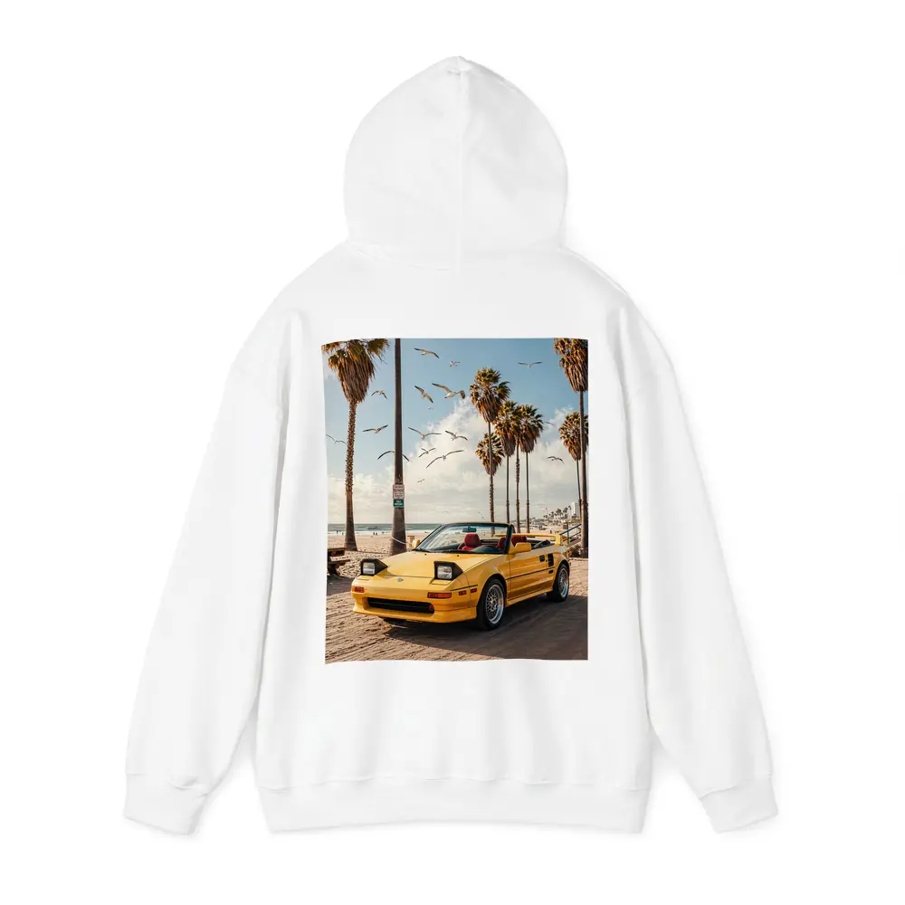 Toyota MR2 Yellow Convertible Beach Scene – Hoodies