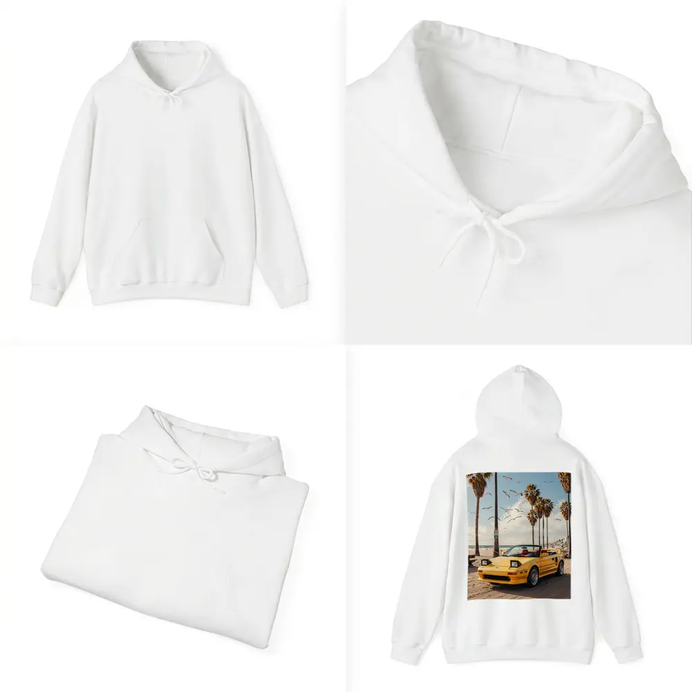 Toyota MR2 Yellow Convertible Beach Scene – Hoodies