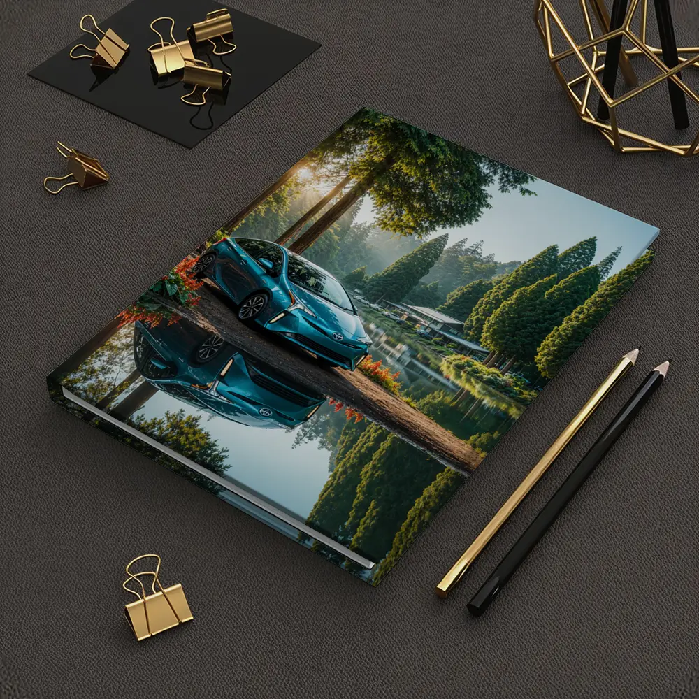 Toyota Prius Parked By Serene Forest Lake – Notebooks
