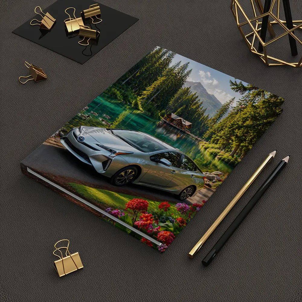 Toyota Prius Parked By Mountain Lake – Notebooks
