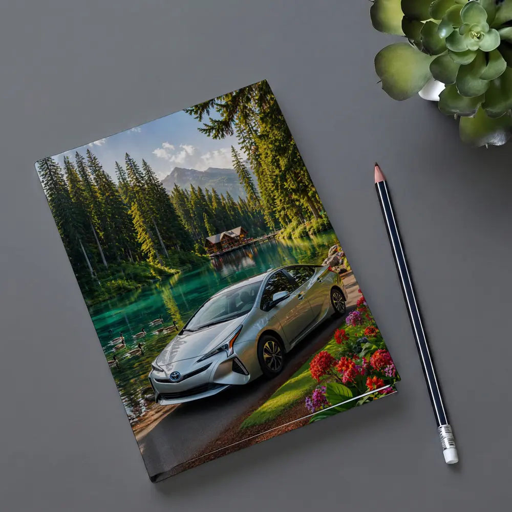 Toyota Prius Parked By Mountain Lake – Notebooks