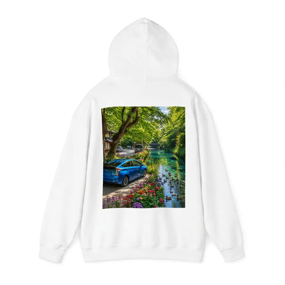 Toyota Prius Parked Along Scenic Canal – Hoodies