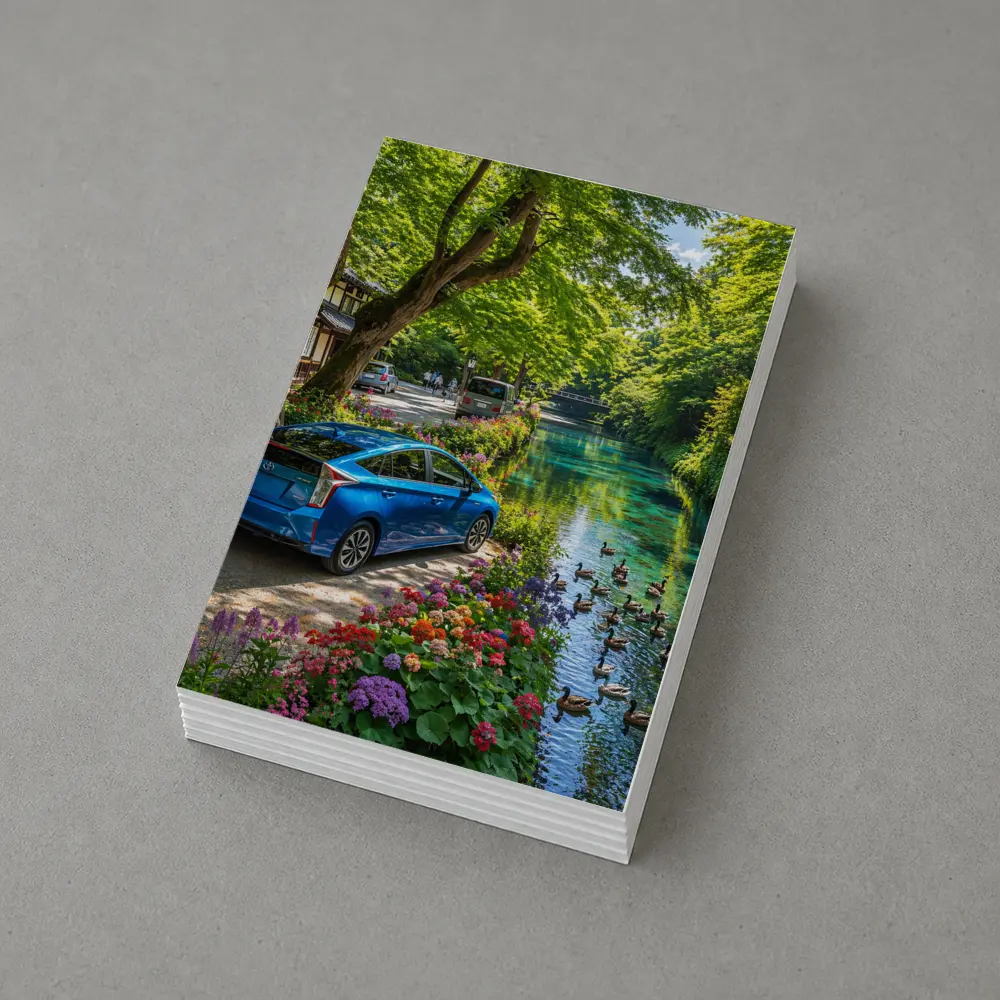 Toyota Prius Parked Along Scenic Canal – Postcards