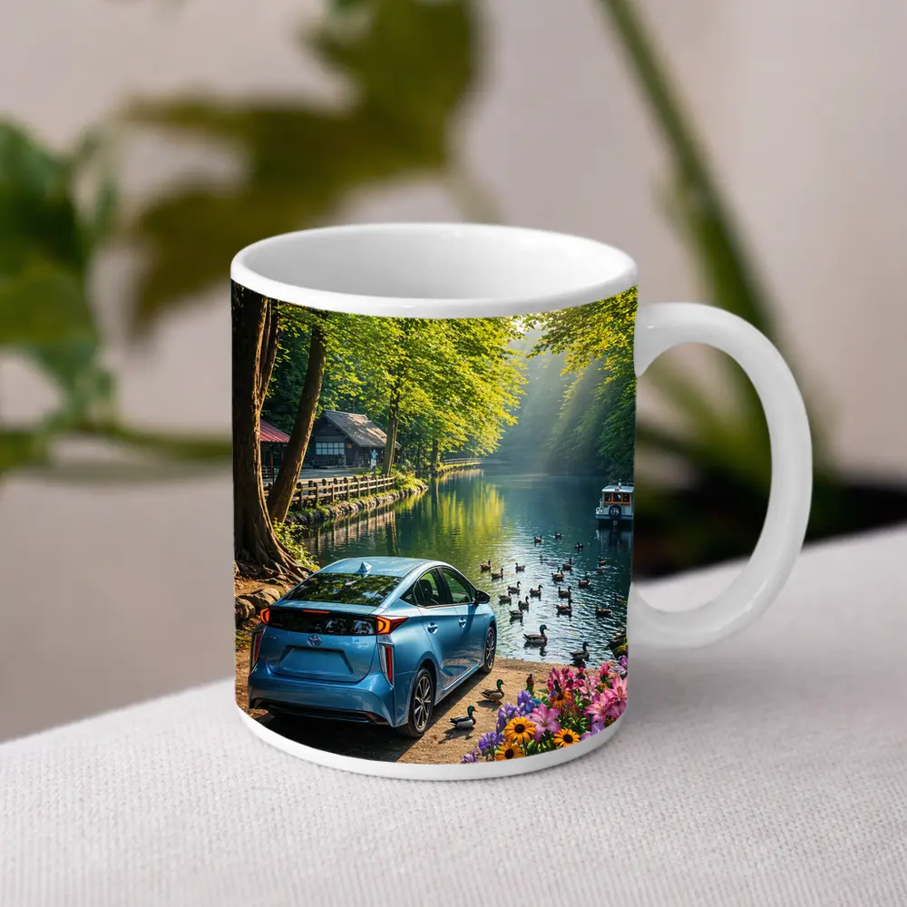 Toyota Prius Blue Parked By Forest River – Mugs