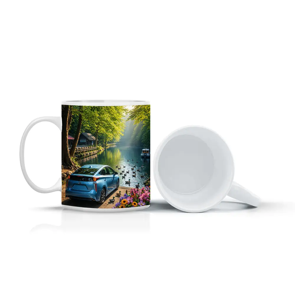 Toyota Prius Blue Parked By Forest River – Mugs