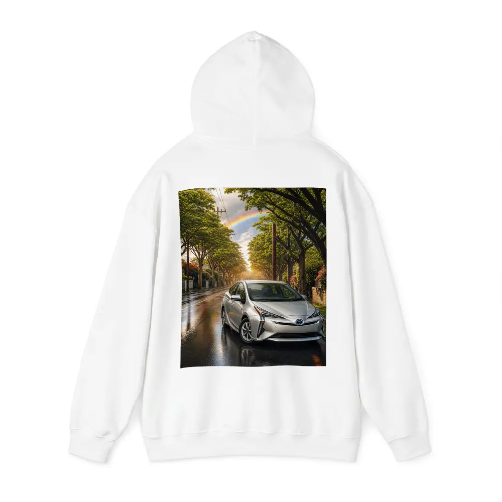 Toyota Prius Silver Wet Street Rainbow Sky – Hoodies