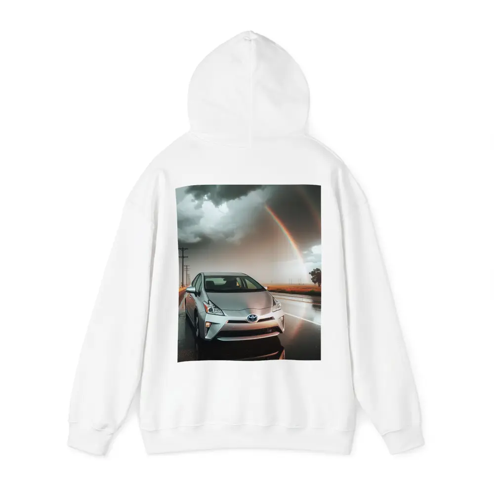 Toyota Prius Silver Car Rainy Road Rainbow – Hoodies
