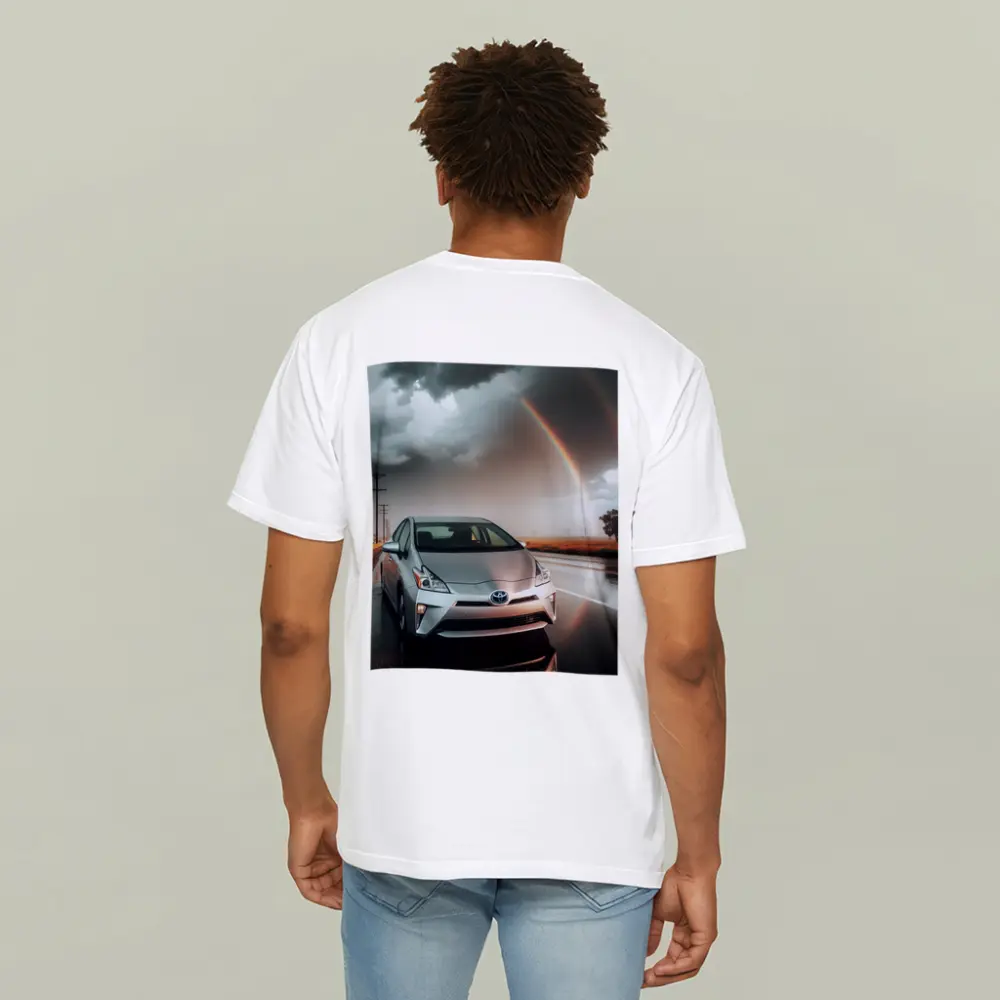 Toyota Prius Silver Car Rainy Road Rainbow – T-Shirts