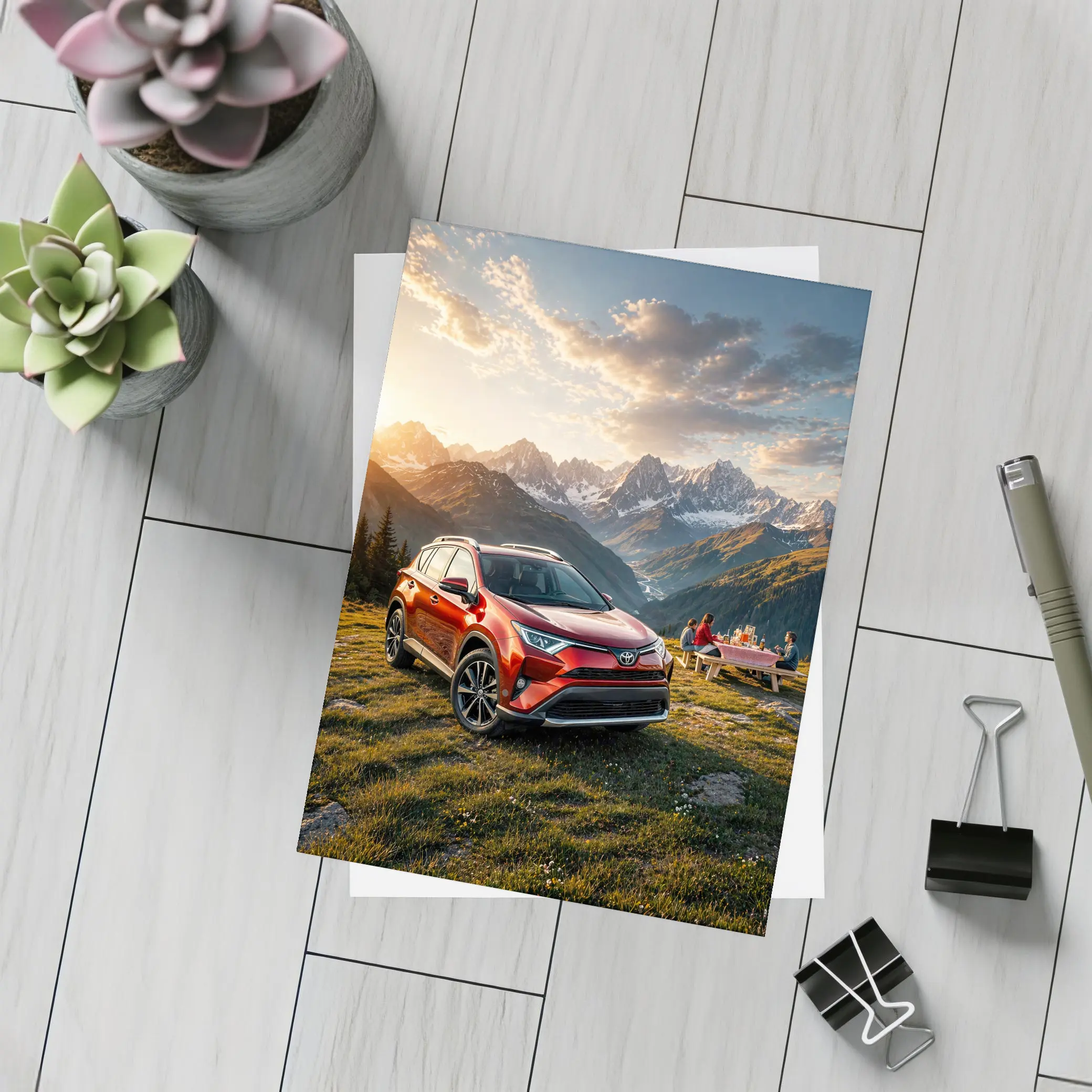 Toyota RAV4 Parked in Mountain Sunset – Postcards