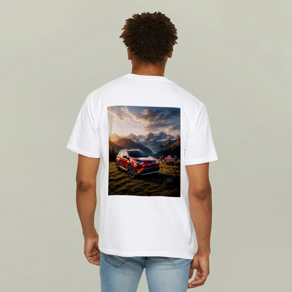 Toyota RAV4 Parked in Mountain Sunset – T-Shirts