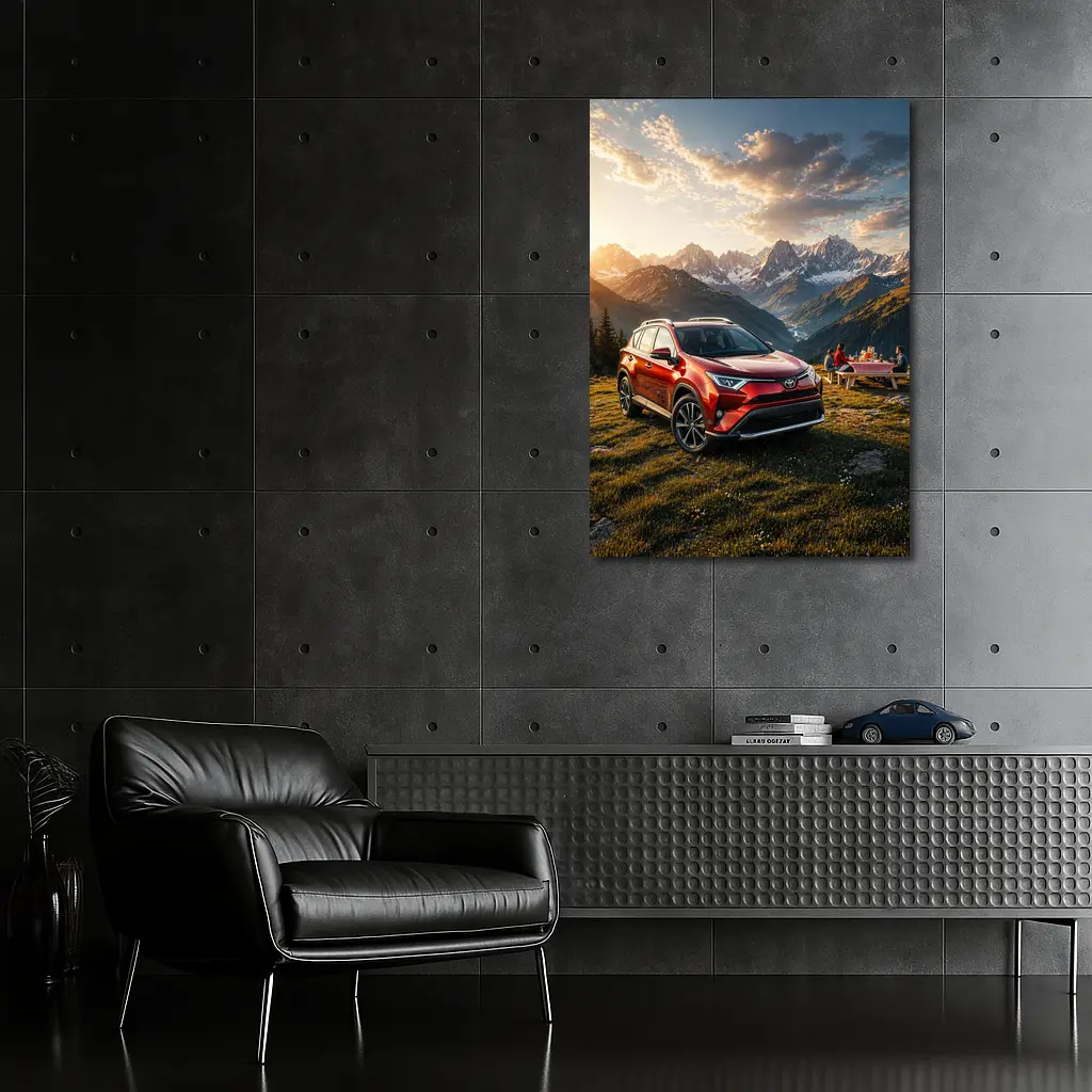 Toyota RAV4 Parked in Mountain Sunset – Wall Art