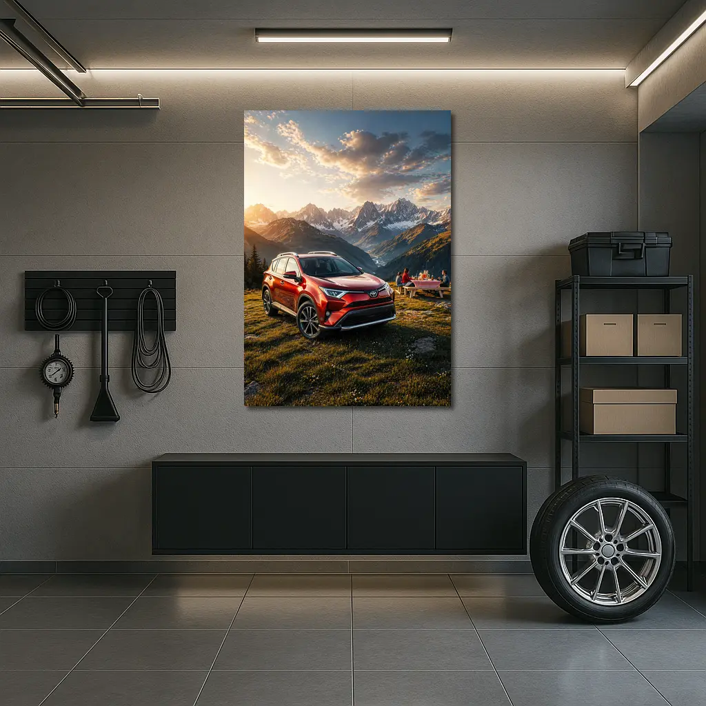 Toyota RAV4 Parked in Mountain Sunset – Wall Art