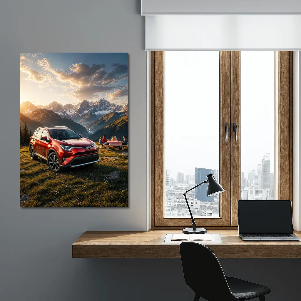 Toyota RAV4 Parked in Mountain Sunset – Wall Art