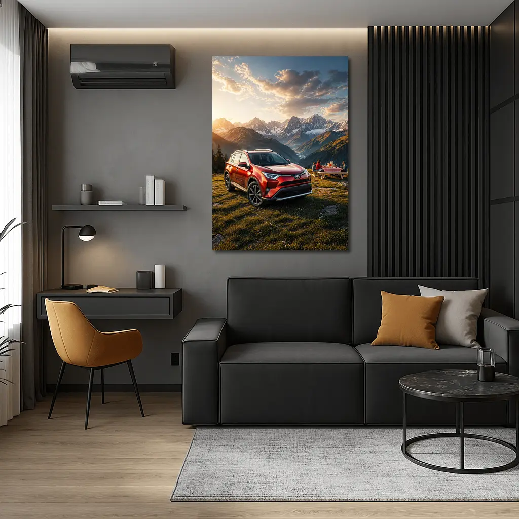 Toyota RAV4 Parked in Mountain Sunset – Wall Art