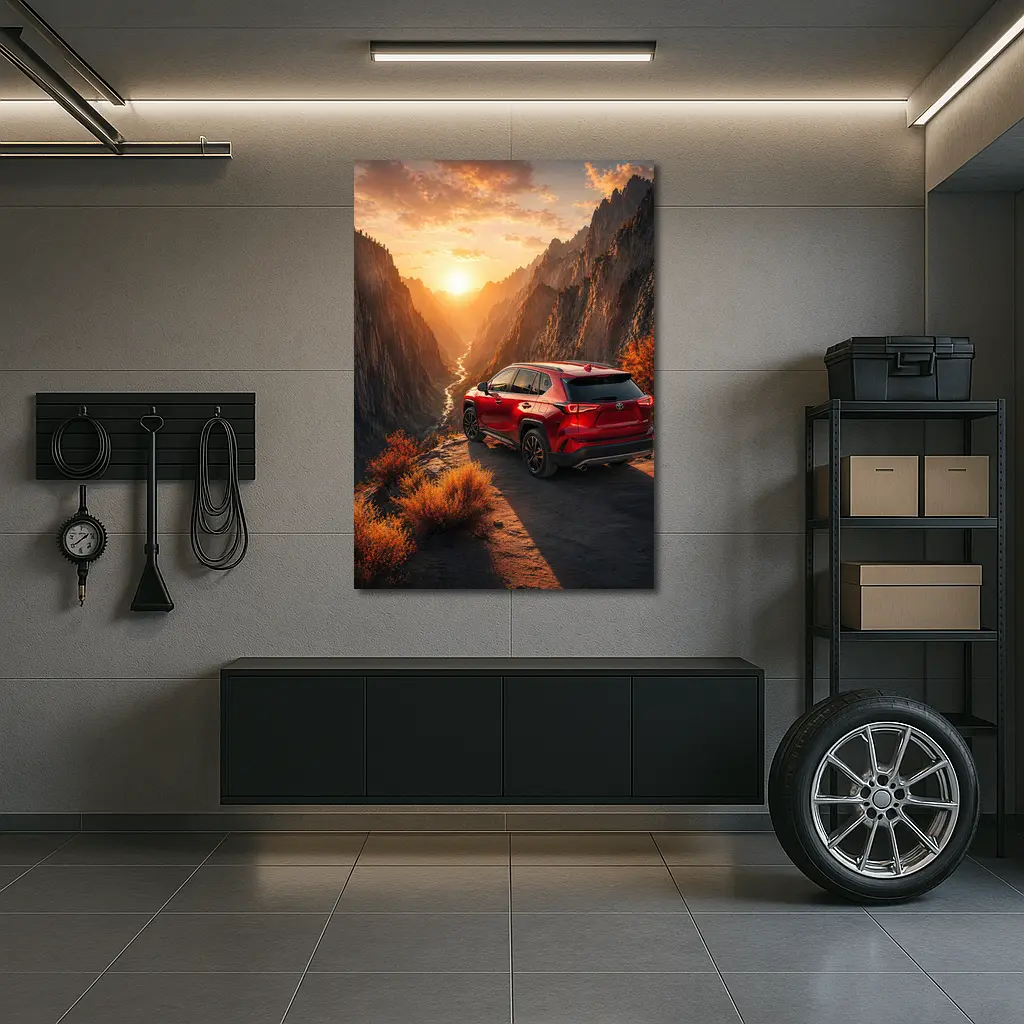 Toyota RAV4 Red SUV Canyon Sunset – Wall Art