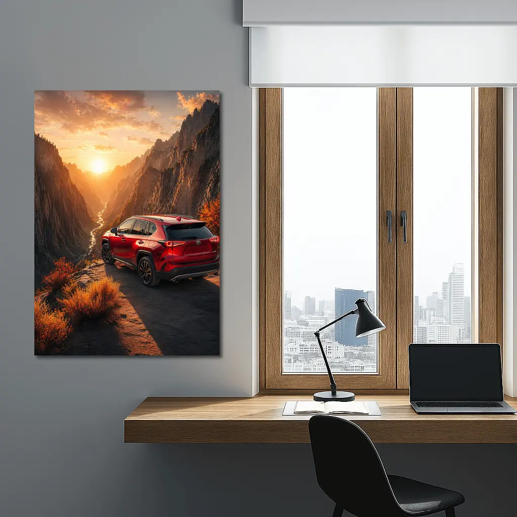 Toyota RAV4 Red SUV Canyon Sunset – Wall Art