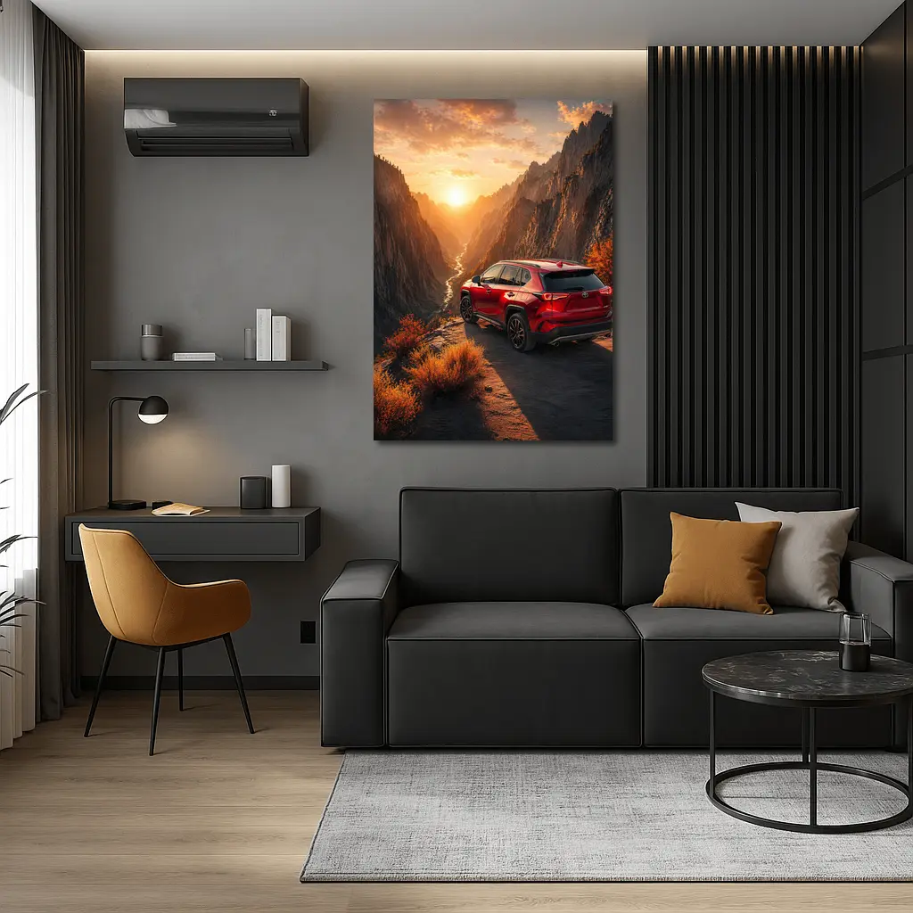 Toyota RAV4 Red SUV Canyon Sunset – Wall Art