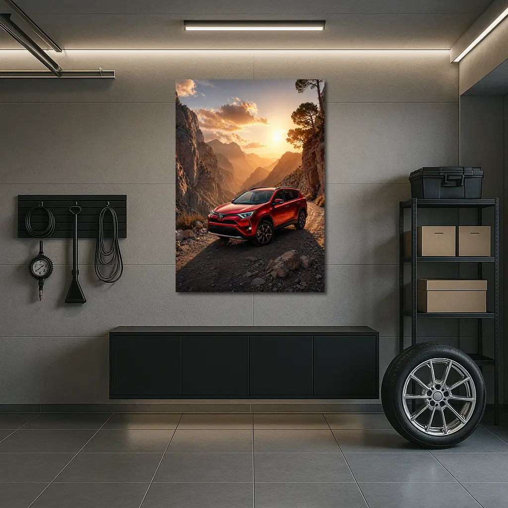 Toyota RAV4 Red SUV Mountain Canyon Sunset – Wall Art