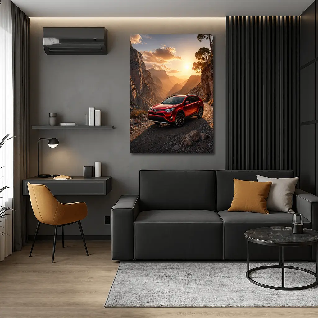 Toyota RAV4 Red SUV Mountain Canyon Sunset – Wall Art