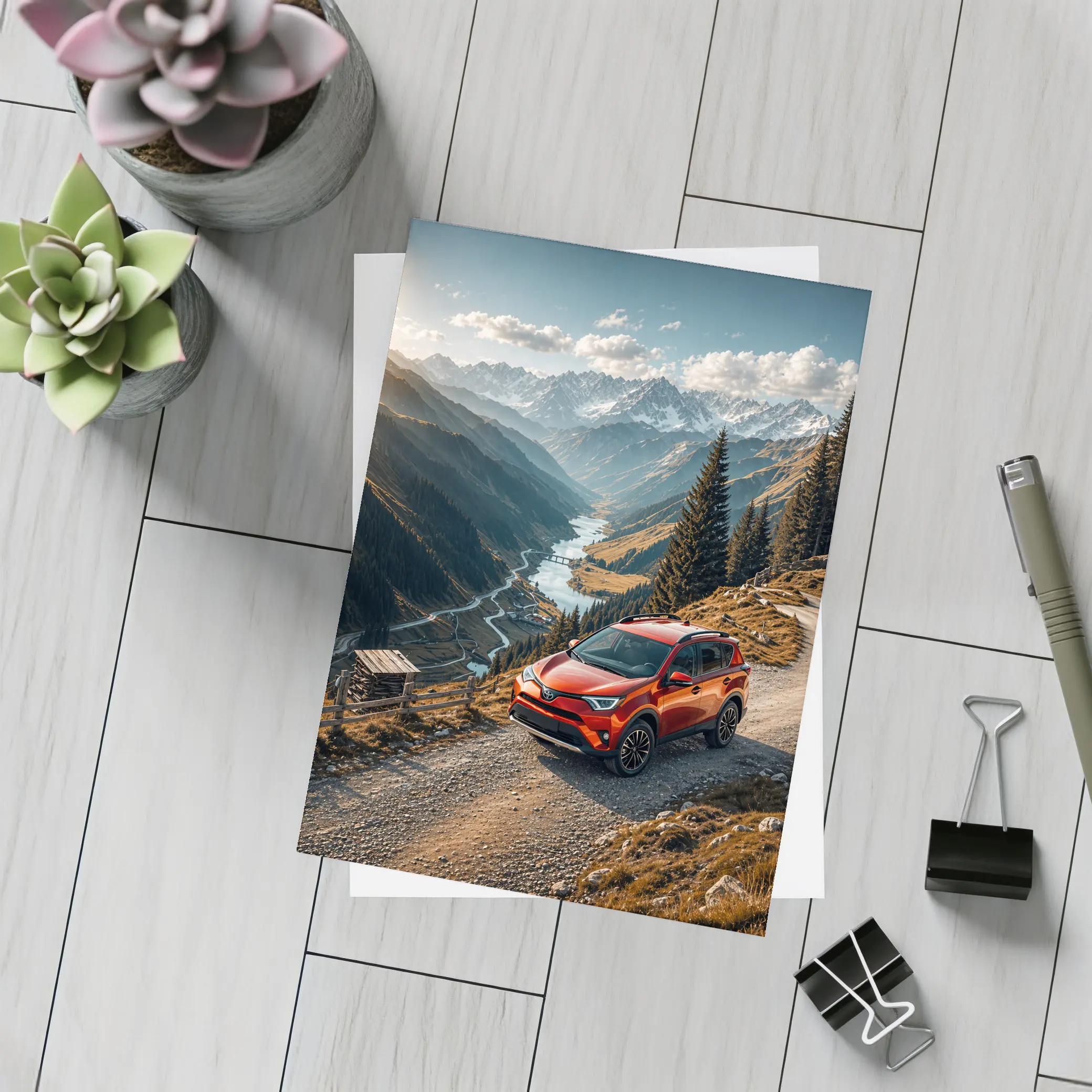 Toyota RAV4 Red SUV Mountain Valley – Postcards