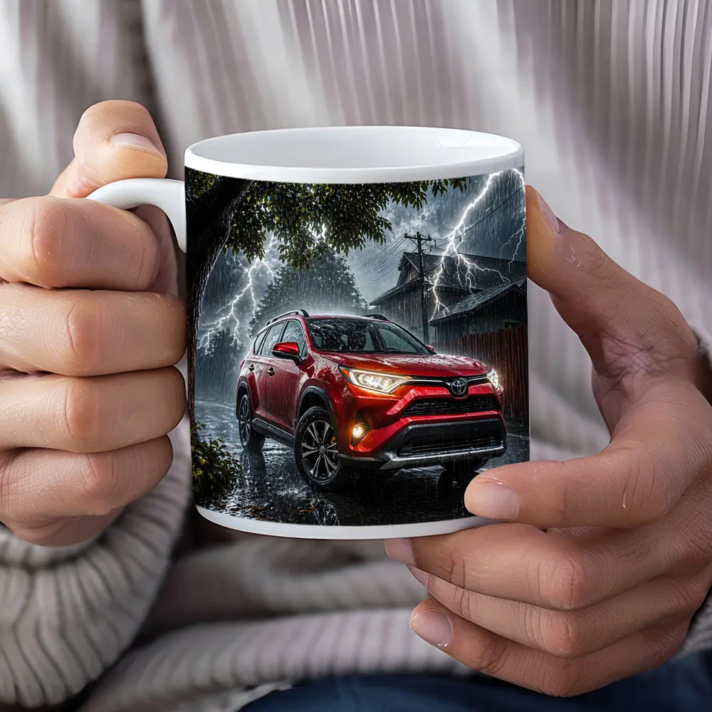 Toyota RAV4 Red SUV Lightning Storm – Mugs