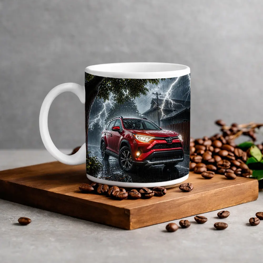 Toyota RAV4 Red SUV Lightning Storm – Mugs