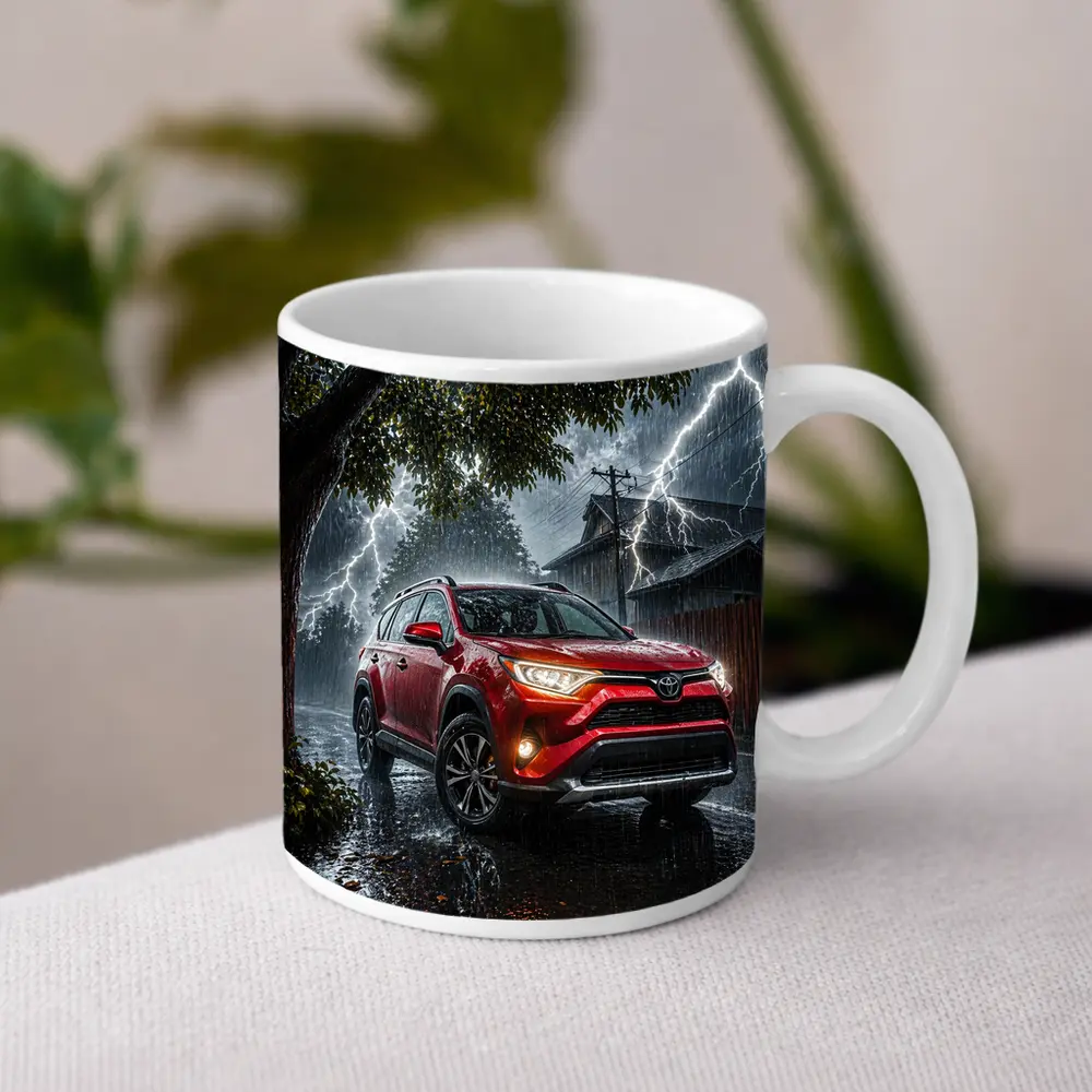 Toyota RAV4 Red SUV Lightning Storm – Mugs