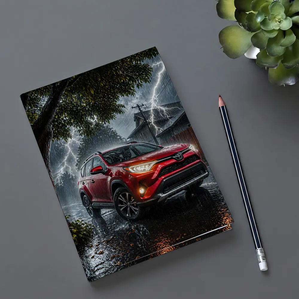 Toyota RAV4 Red SUV Lightning Storm – Notebooks