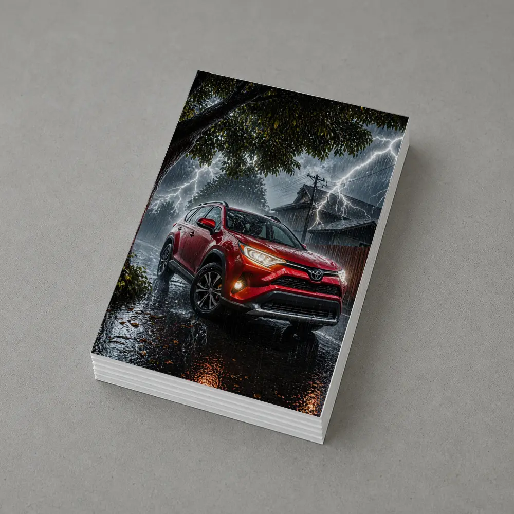Toyota RAV4 Red SUV Lightning Storm – Postcards