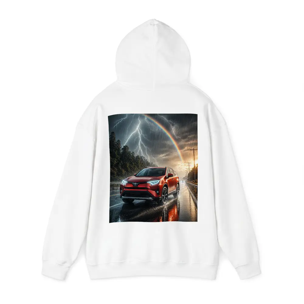 Toyota RAV4 Red SUV Stormy Rainbow Road – Hoodies