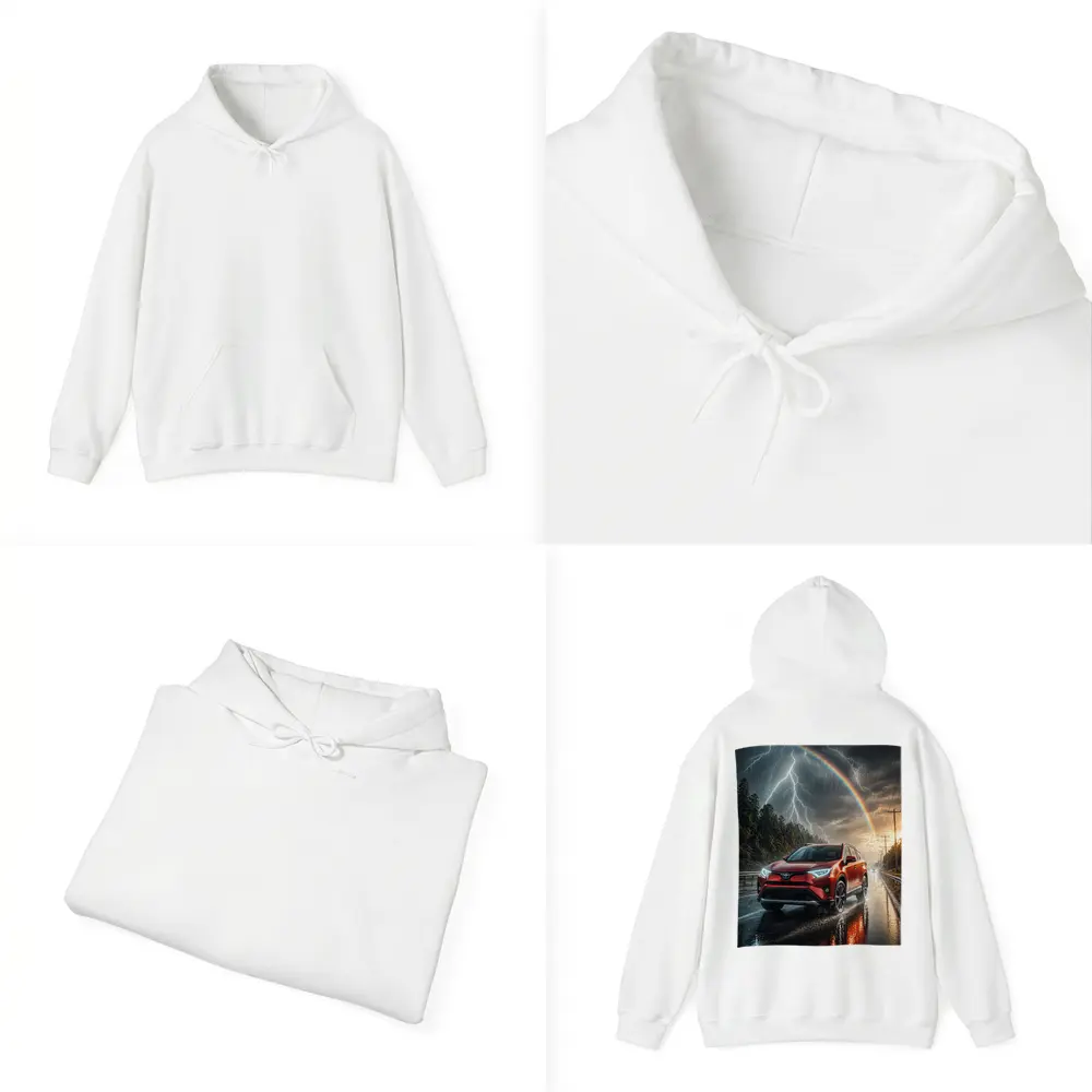 Toyota RAV4 Red SUV Stormy Rainbow Road – Hoodies