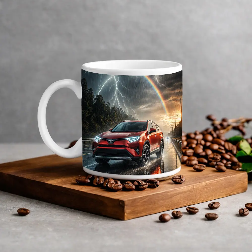 Toyota RAV4 Red SUV Stormy Rainbow Road – Mugs