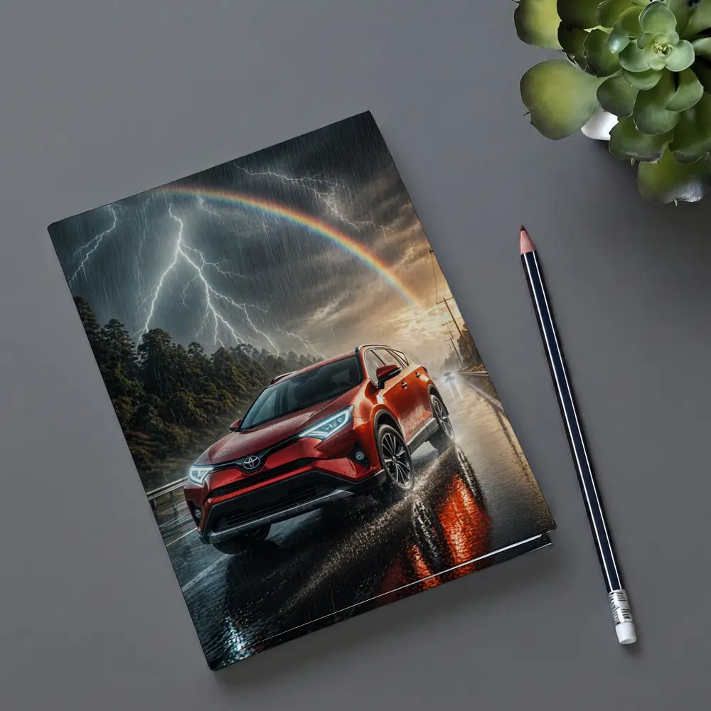 Toyota RAV4 Red SUV Stormy Rainbow Road – Notebooks