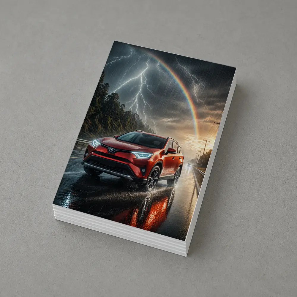 Toyota RAV4 Red SUV Stormy Rainbow Road – Postcards