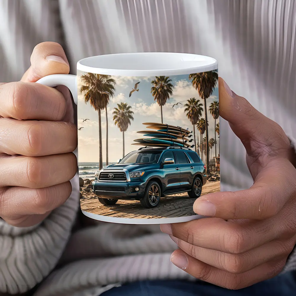 Toyota Sequoia SUV Parked at Sunny Beach – Mugs
