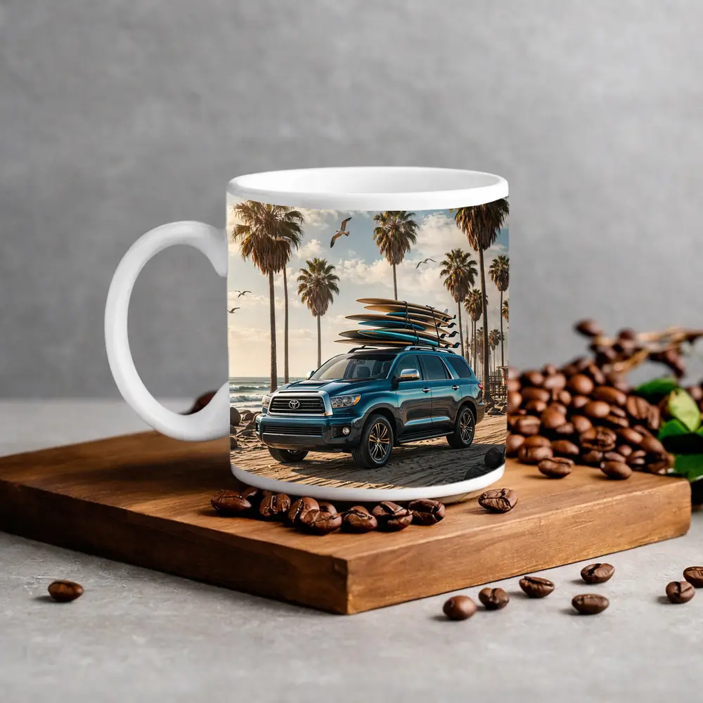 Toyota Sequoia SUV Parked at Sunny Beach – Mugs