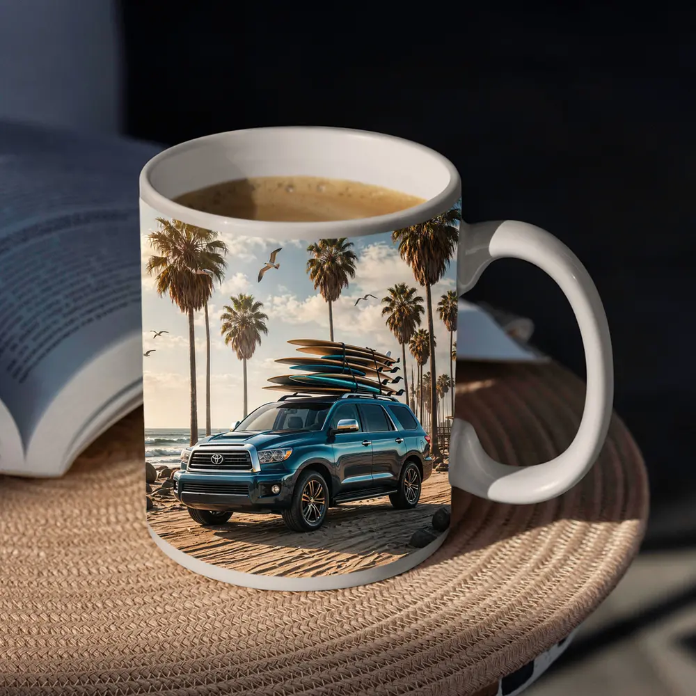 Toyota Sequoia SUV Parked at Sunny Beach – Mugs