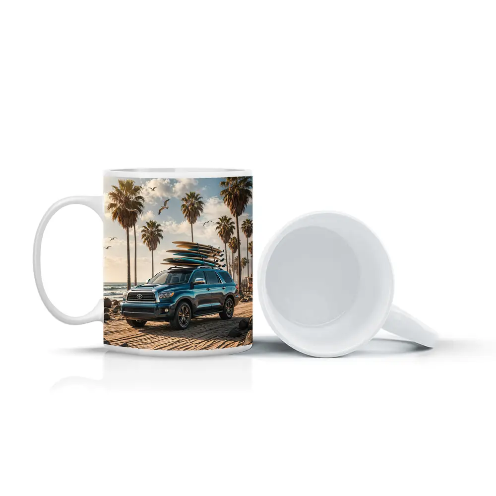 Toyota Sequoia SUV Parked at Sunny Beach – Mugs