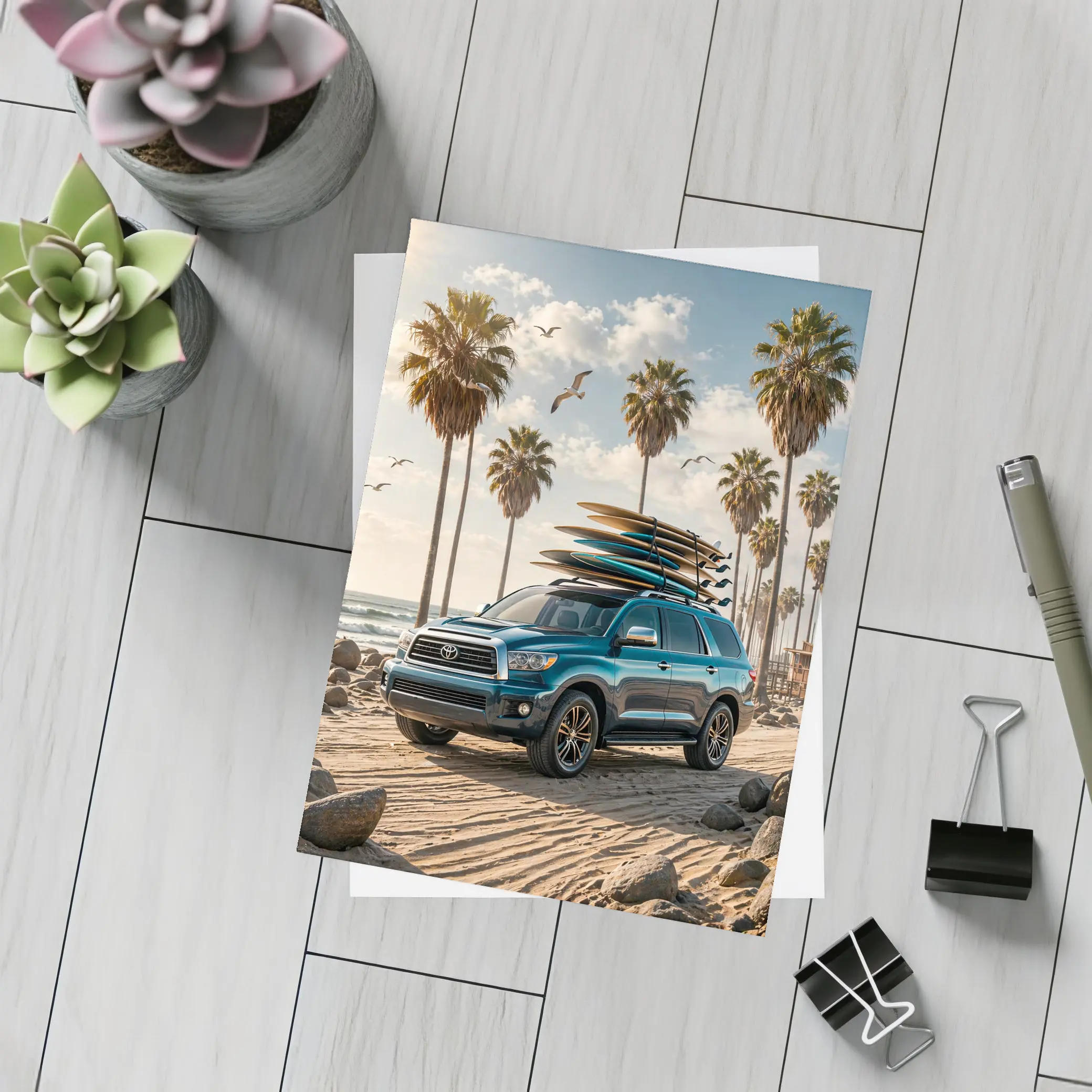Toyota Sequoia SUV Parked at Sunny Beach – Postcards