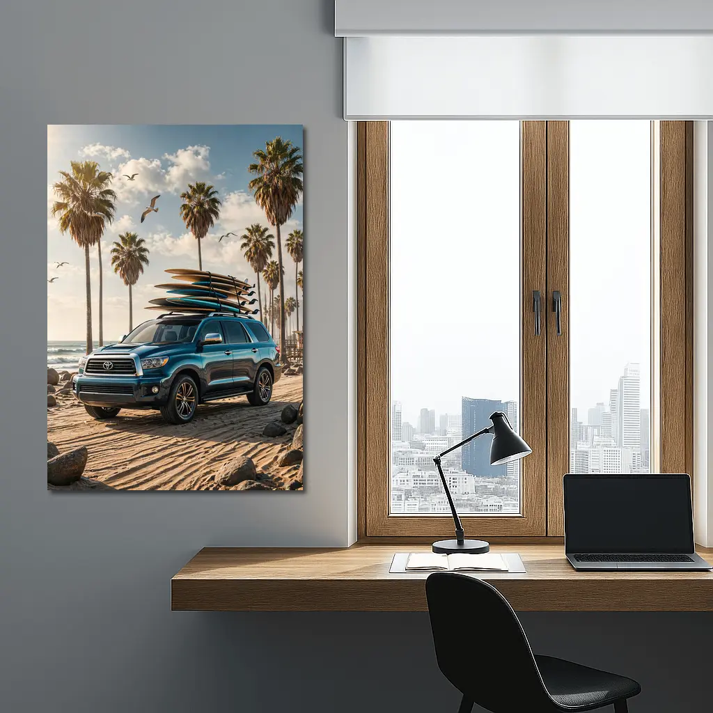 Toyota Sequoia SUV Parked at Sunny Beach – Wall Art