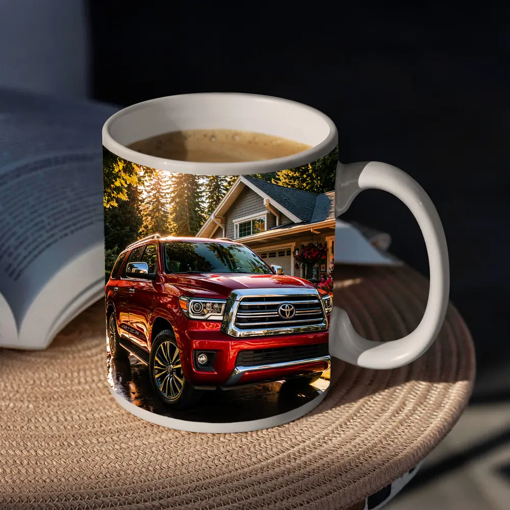 Toyota Sequoia Red SUV Suburban Driveway – Mugs