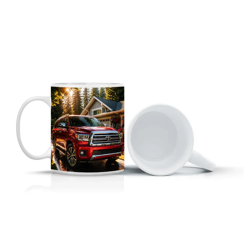 Toyota Sequoia Red SUV Suburban Driveway – Mugs