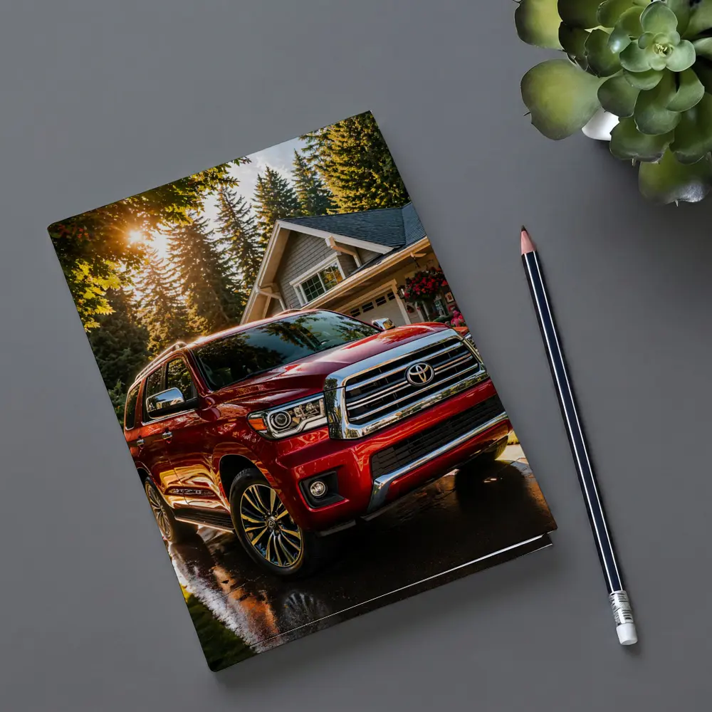 Toyota Sequoia Red SUV Suburban Driveway – Notebooks