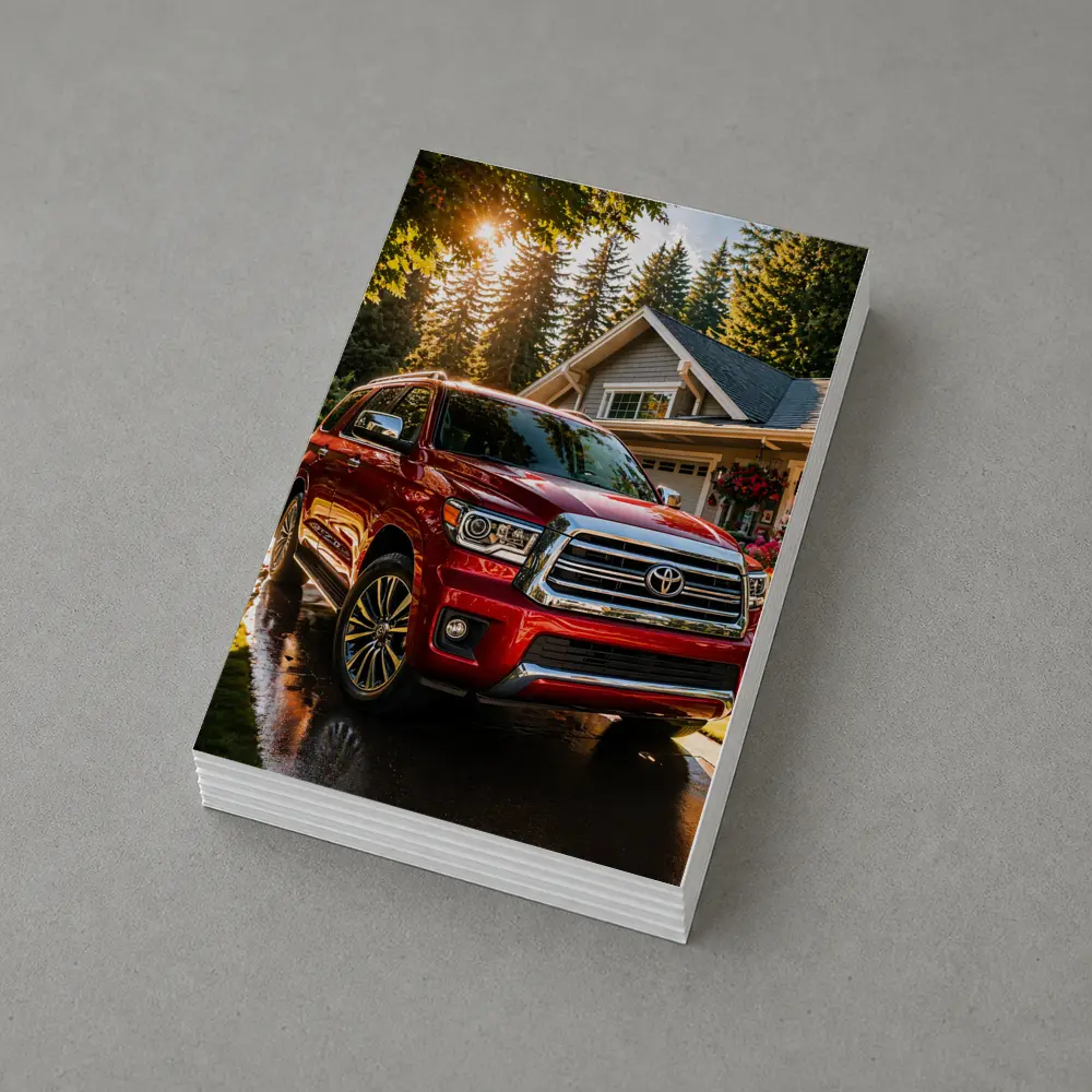 Toyota Sequoia Red SUV Suburban Driveway – Postcards