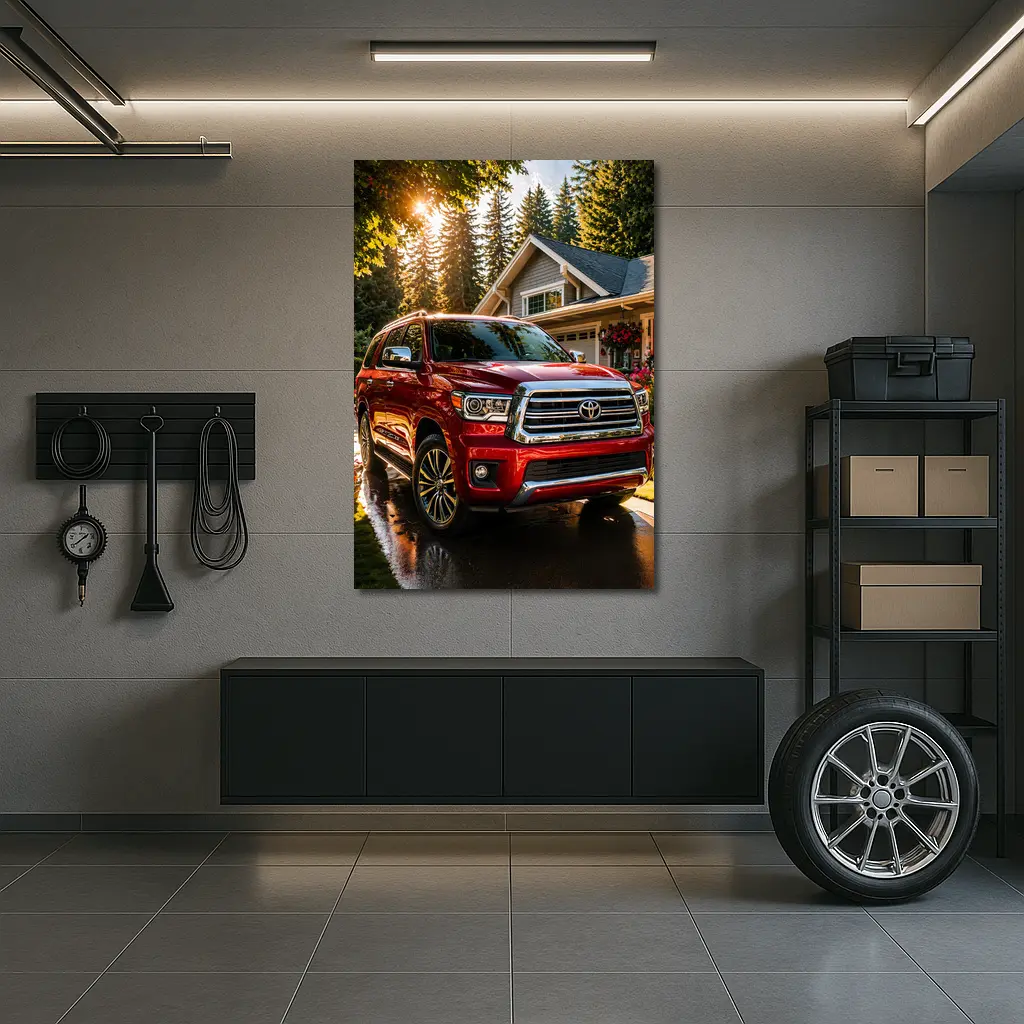 Toyota Sequoia Red SUV Suburban Driveway – Wall Art