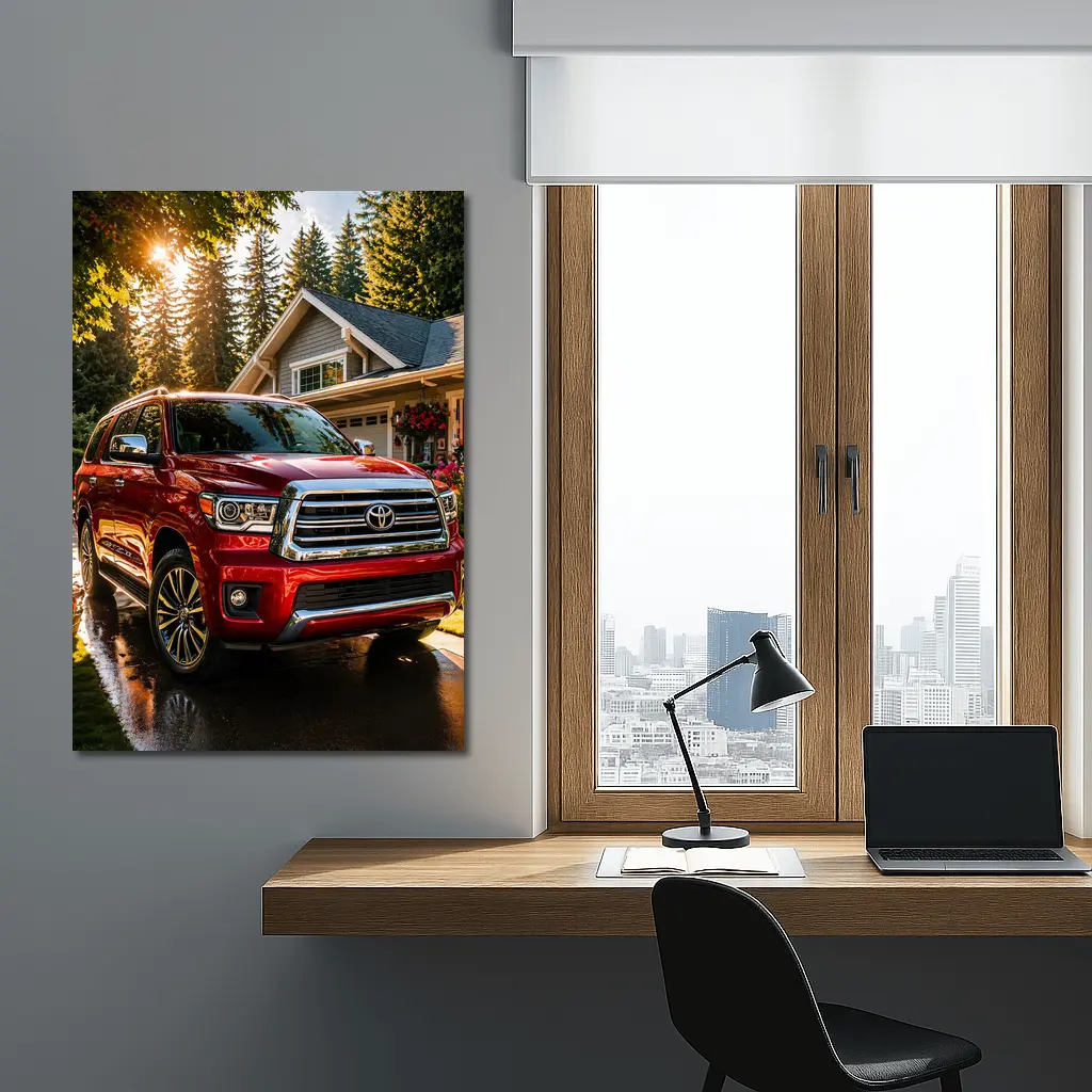 Toyota Sequoia Red SUV Suburban Driveway – Wall Art