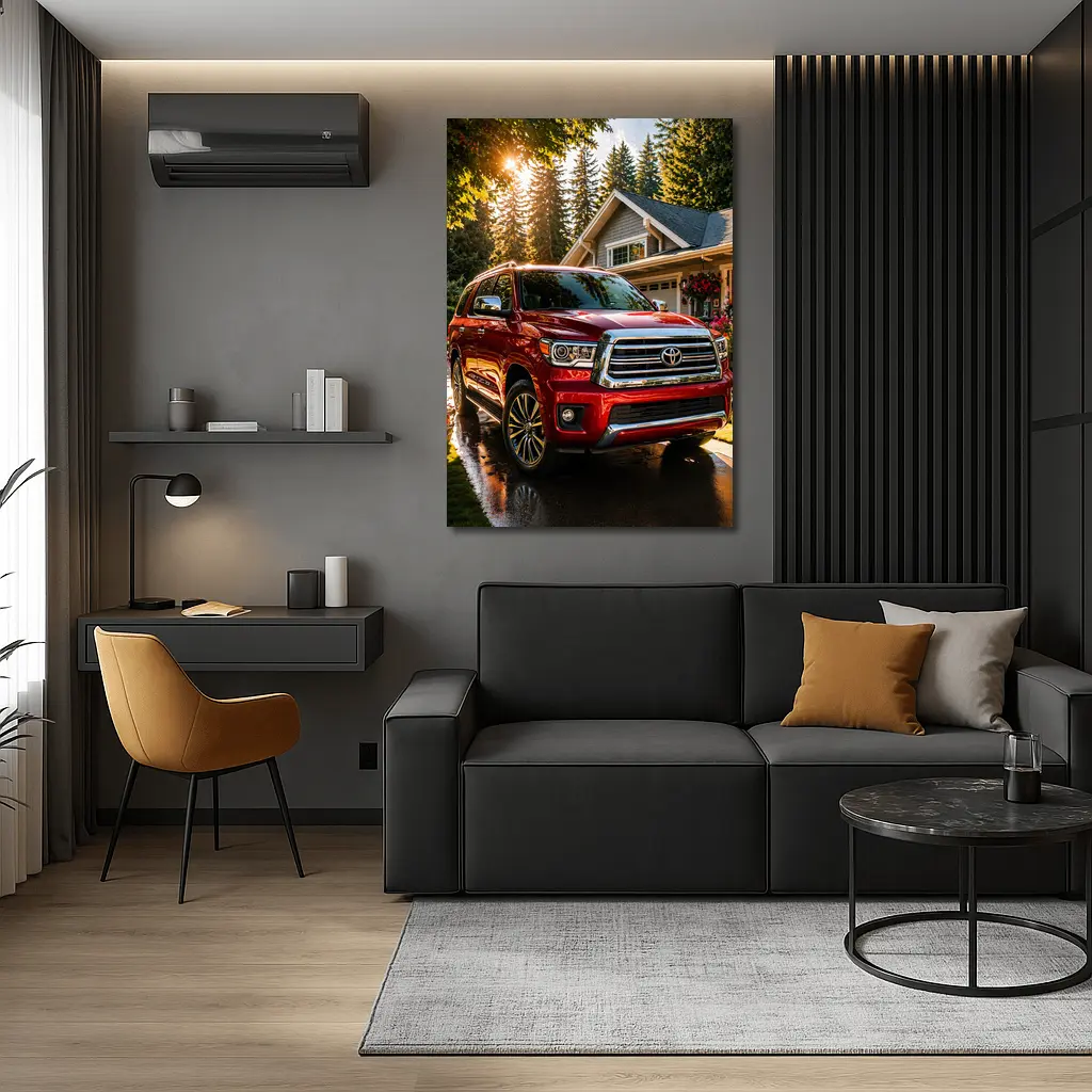Toyota Sequoia Red SUV Suburban Driveway – Wall Art