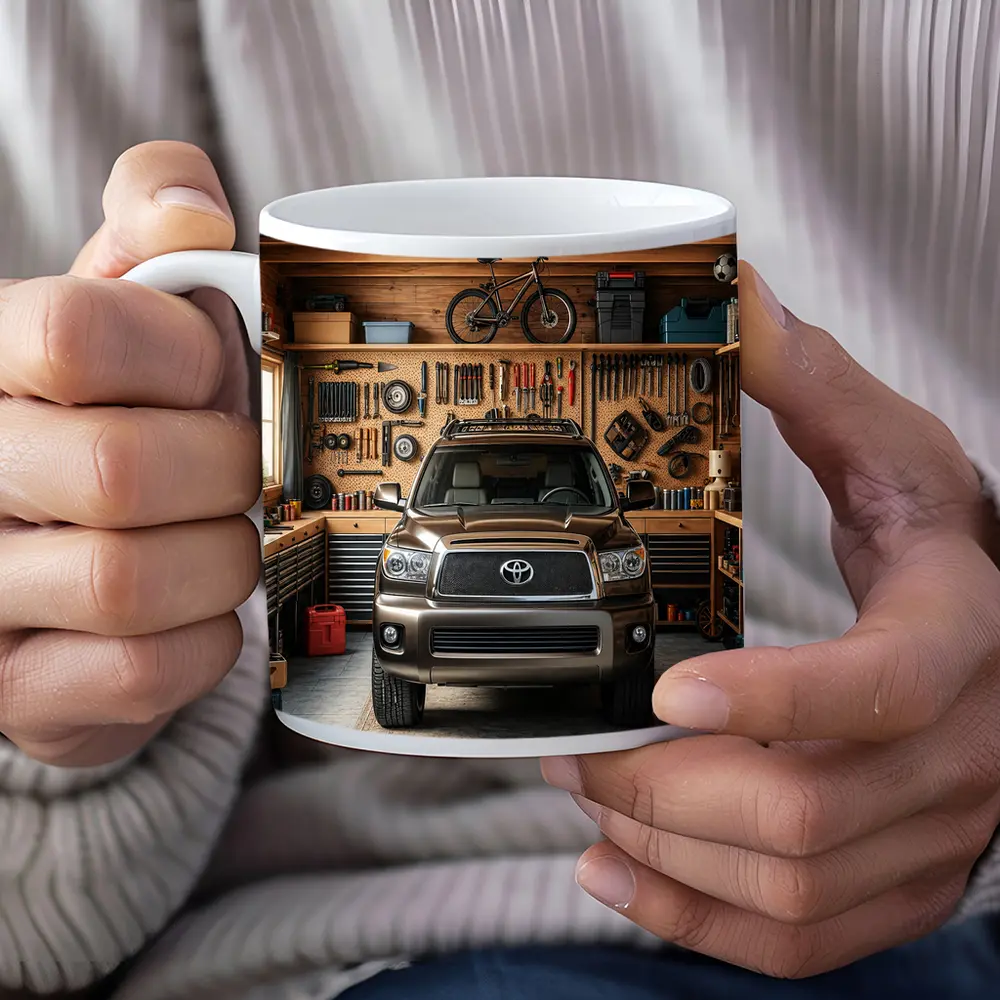 Toyota Sequoia SUV Parked Inside Garage – Mugs