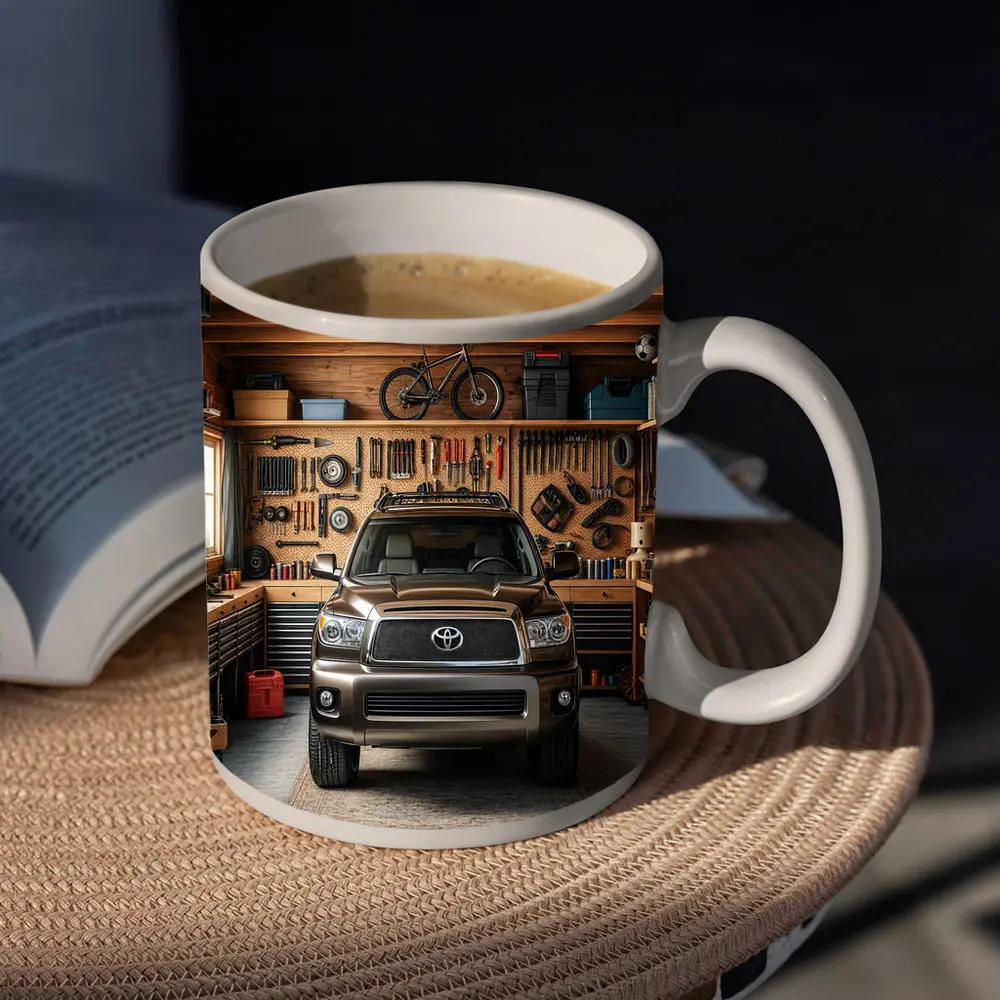 Toyota Sequoia SUV Parked Inside Garage – Mugs
